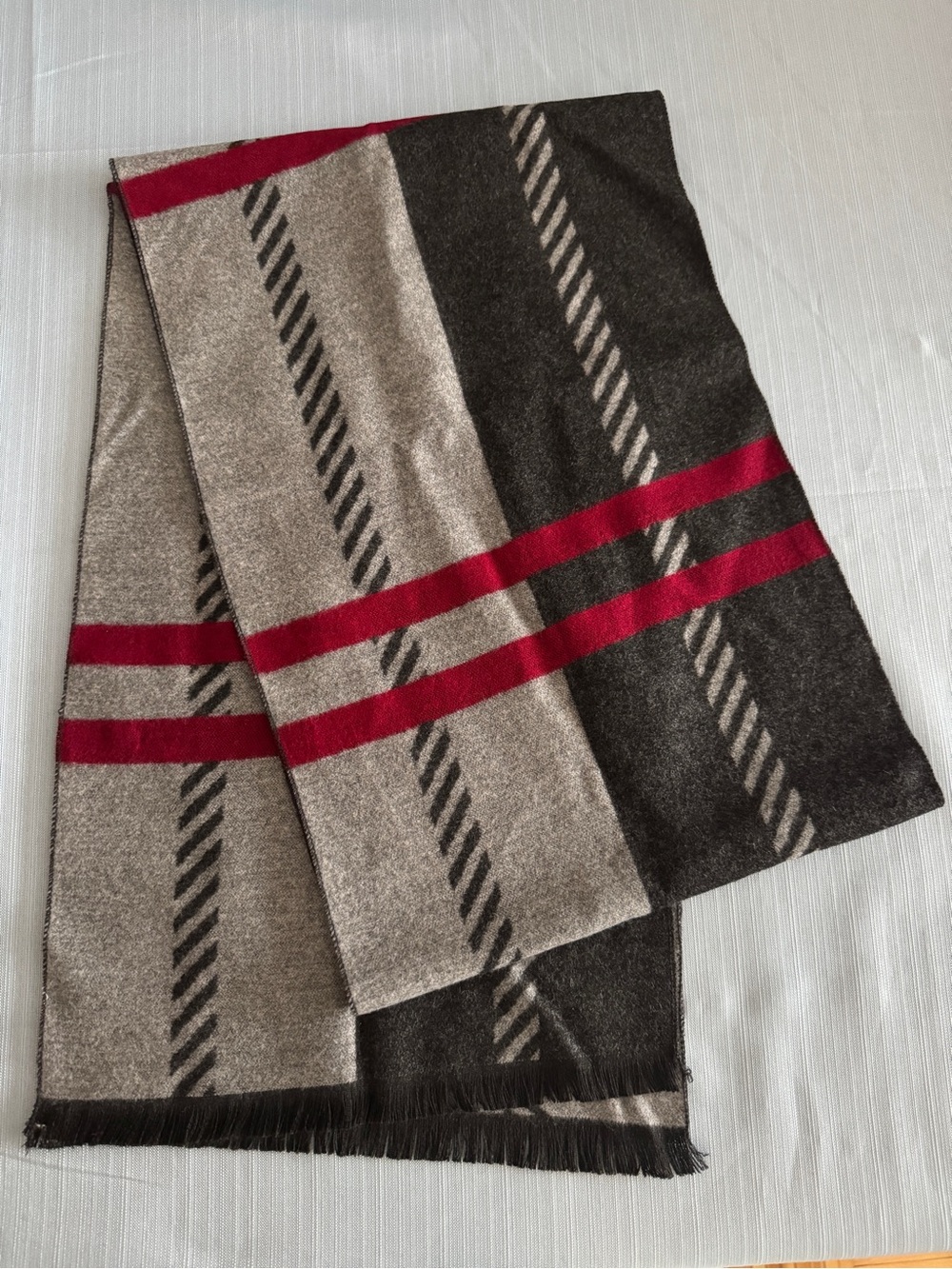 Women’s Plaid Wool-Blend Skirt with Red Stripe